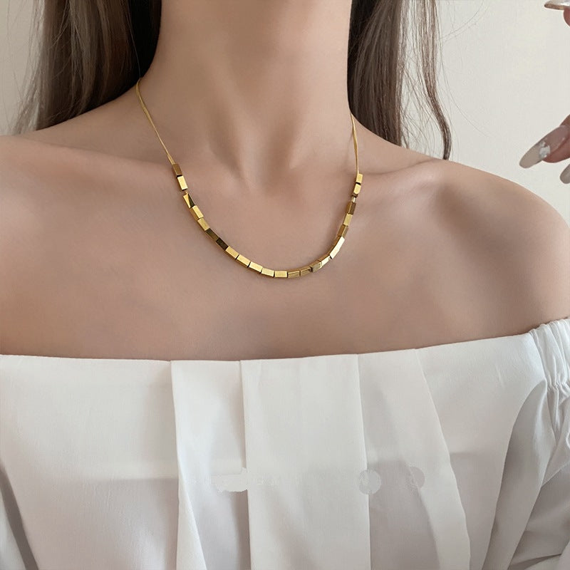 Wholesale Small Square Snake Bone Chain Titanium Steel Necklaces